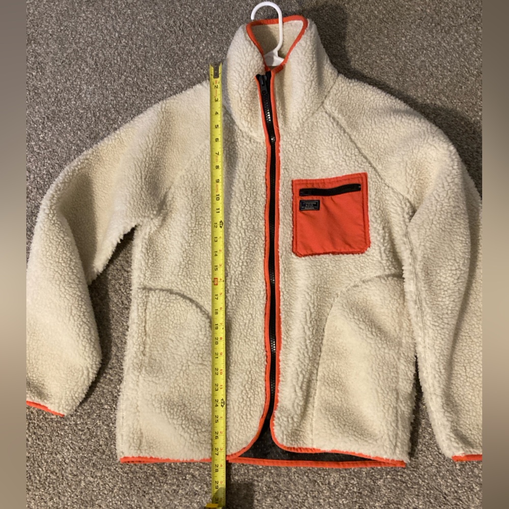 Abercrombie & Fitch Cream and Orange Fleece Sherpa Jacket, size small - Picture 7 of 8